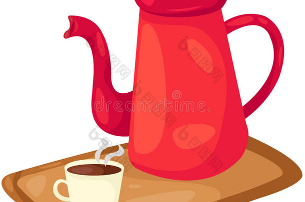 咖啡或茶壶和一个杯子