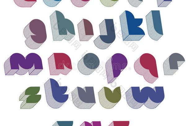 具有良好风格的3d未来主义字体，形状简单的字母字母表，采用圆形。