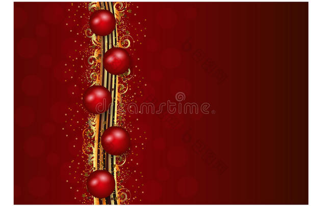 红色和<strong>金色条</strong>纹的圣诞装饰