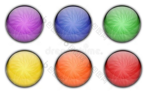 彩色圆形玻璃网图标按钮组