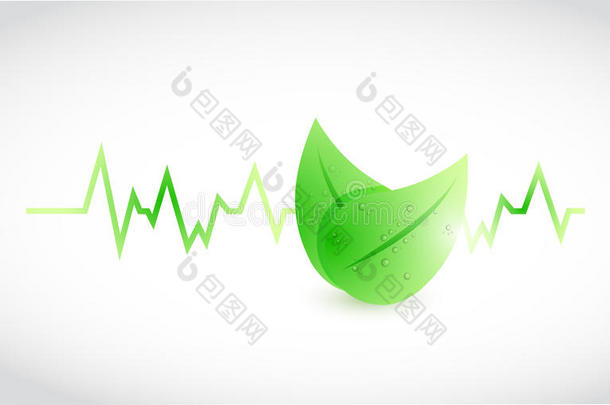 绿色生命线树叶插画设计