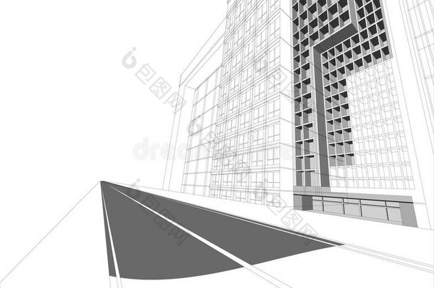 线框建筑城市景观