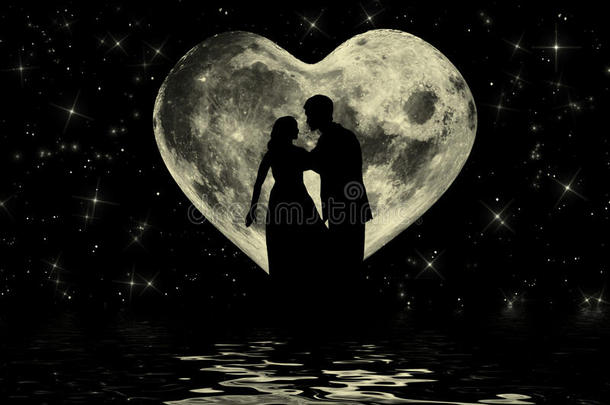 月光下浪漫的情人节气氛
