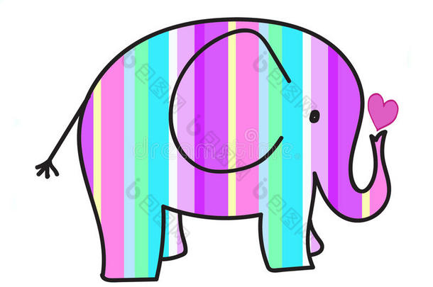 粉彩条纹大象