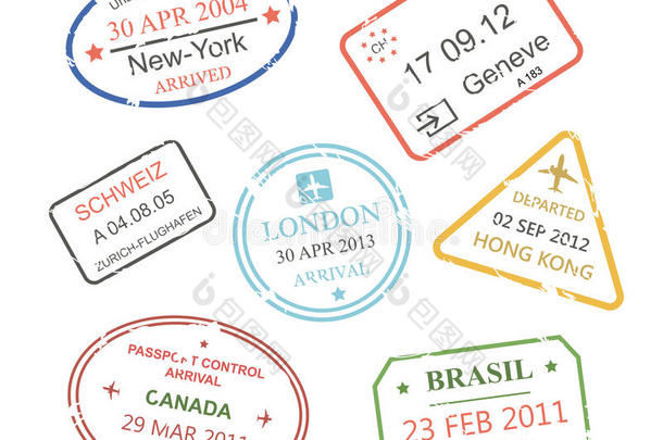 国际商务旅行签证邮票套装