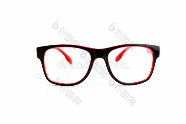 红色的眼镜在白色的背景上隔离<strong>开来</strong>