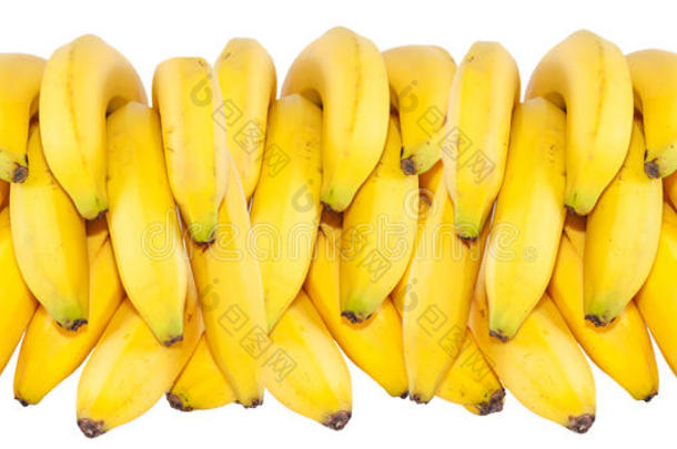 白色海报背景上孤立的一束香蕉