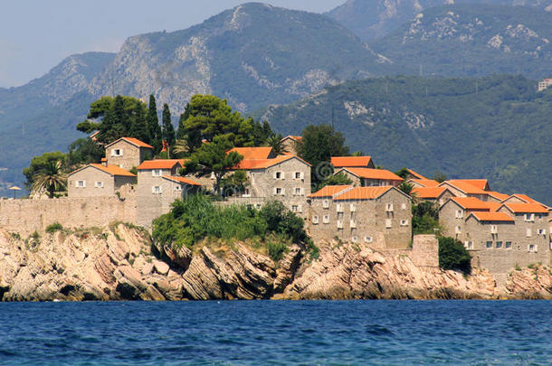 黑山sveti stefan Islande透视图