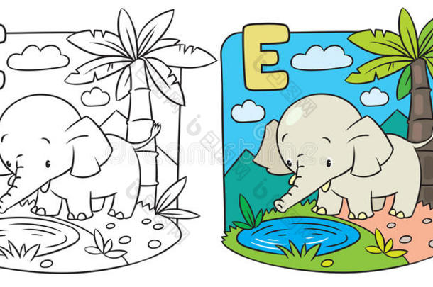 大象的画册。字母表d