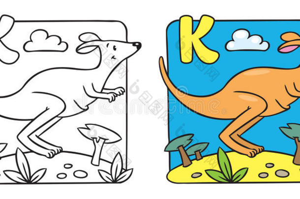 小袋鼠画册。字母k