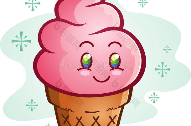 粉色冰淇淋筒卡通