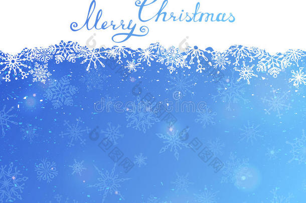 蓝色圣诞背景和<strong>手写文字</strong>。