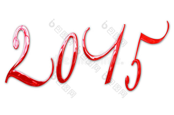 2015，优雅闪亮的3d红色金属字母