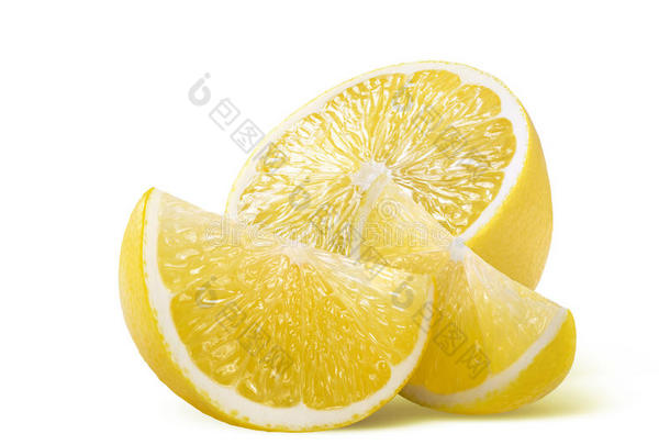 白底柠檬半片和两片