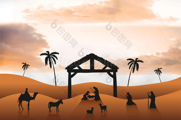 沙漠中的耶稣诞生场景载体