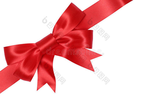圣诞节、生日或情人节的红色礼品蝴蝶结