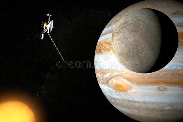 太空探测器旅行者号和木星的卫星木卫二