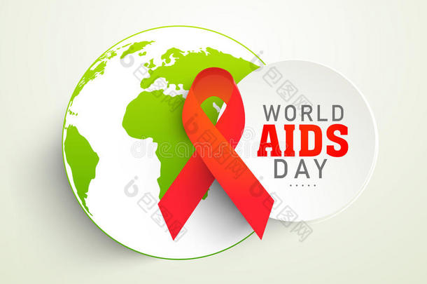 贴纸套上红丝带或全球<strong>艾滋病宣传</strong>日。