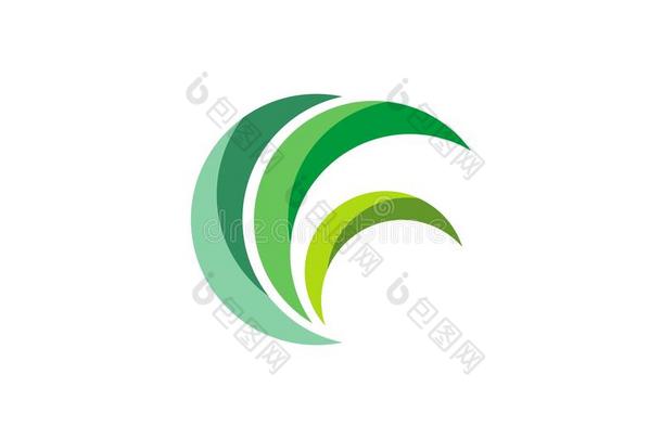 生态绿色标志，圆叶草自然植物符号设计载体