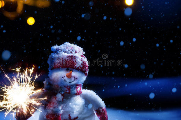 艺术<strong>圣诞夜</strong>-雪人在雪中