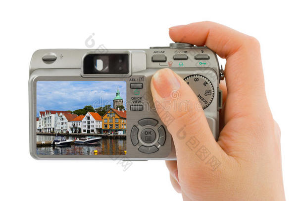 手持相机和挪威旅游照片