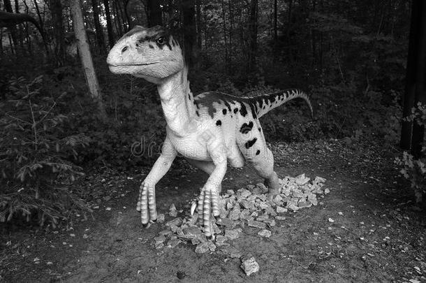 迪诺尼库斯。波兰<strong>侏罗纪公园</strong>的恐龙模型。