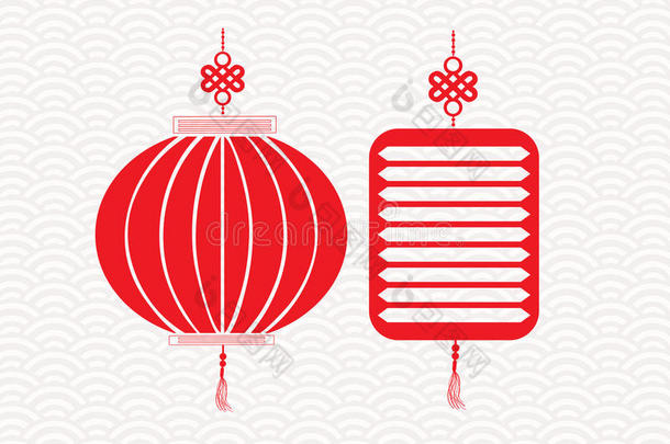 两个中国红灯笼花环