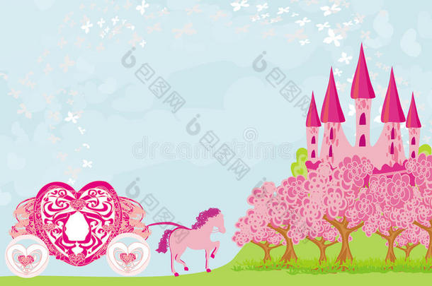 美丽的童话粉色城堡