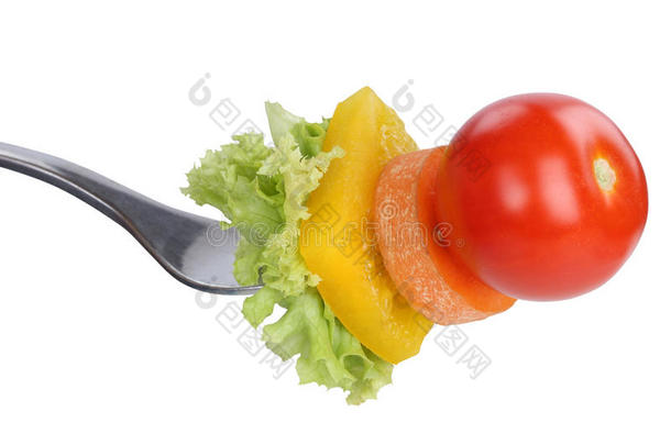 素食者、素食者或素食者用叉子吃沙拉