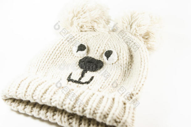 <strong>冬天</strong>用天然羊毛<strong>保暖</strong>婴儿帽。有趣又漂亮