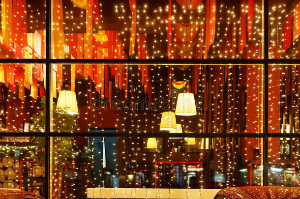 餐厅橱窗圣诞装饰灯