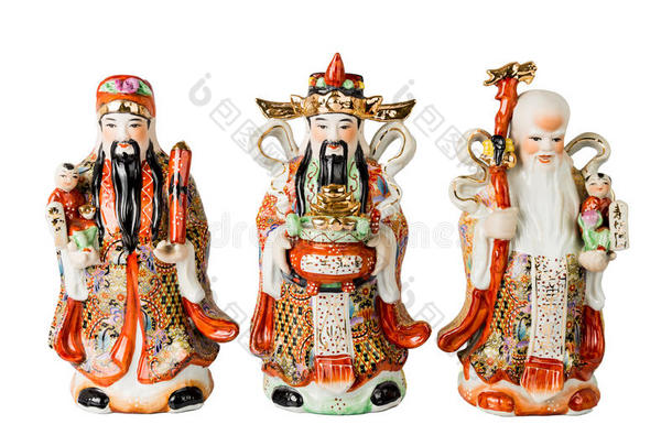 中国财神，繁荣和长寿雕像