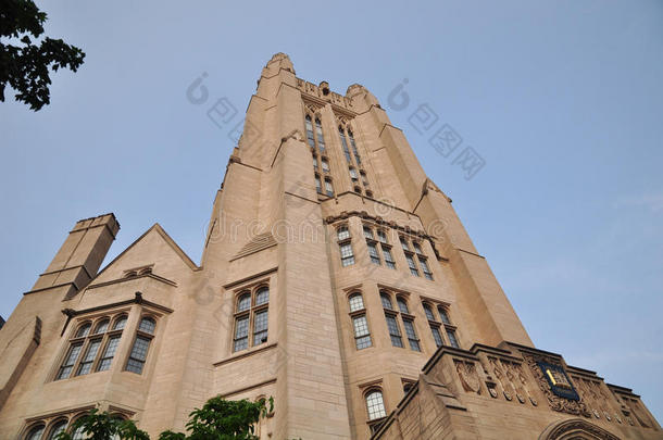 耶鲁大学谢菲尔德科学学校大楼的特写镜头，华丽的维多利亚塔