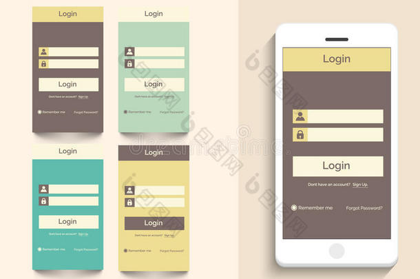 具有登录布局的移动用户界面的概念。