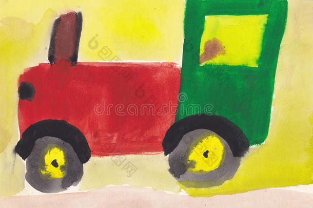 拖拉机在通往田野的路上的<strong>儿童照</strong>片