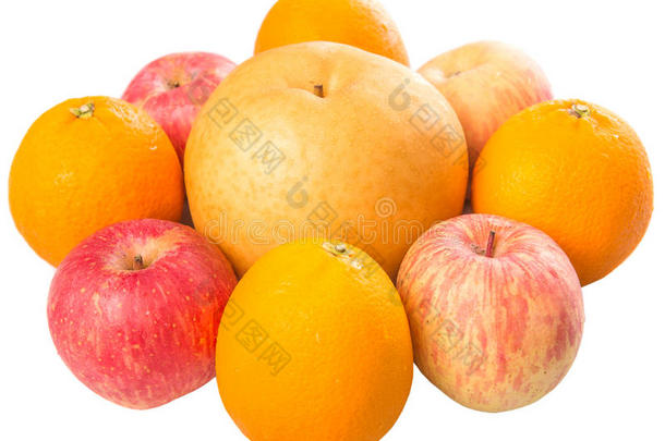 一组<strong>苹果</strong>，亚洲梨和橘子x