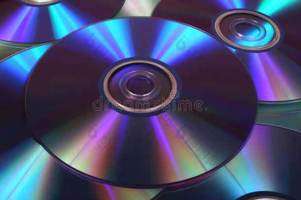 DVD和CD的特写图像