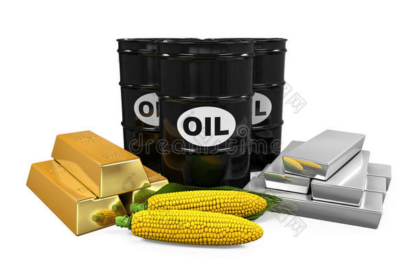 商品-石油、玉米、黄金和白银