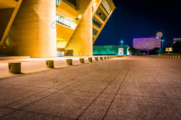 晚上市政厅，达拉斯，德克萨斯州。