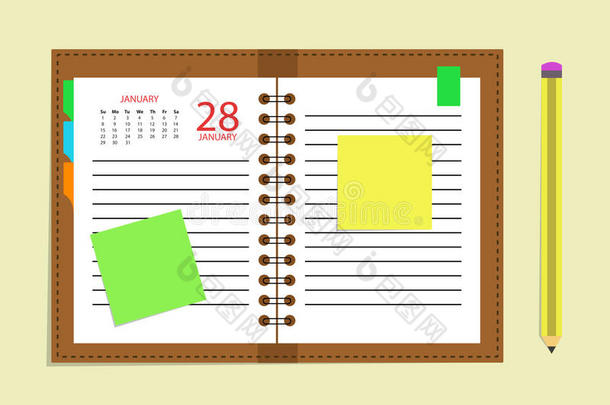 日记日历预约书时间表铅笔