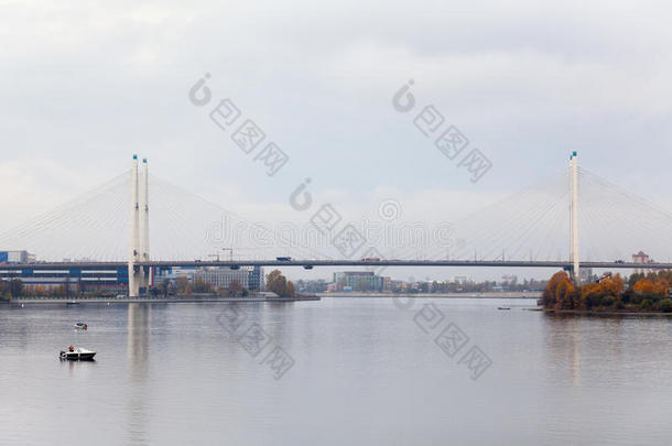 俄罗斯圣彼得堡跨越涅瓦河的大obukhovsky桥