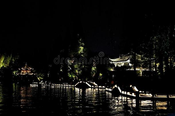 桥瓷器黑暗的傍晚杭州