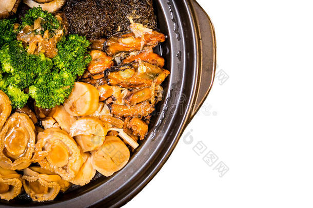 <strong>中国风</strong>格的鲍鱼混合菜。 在汉语中也被称为POONchoy