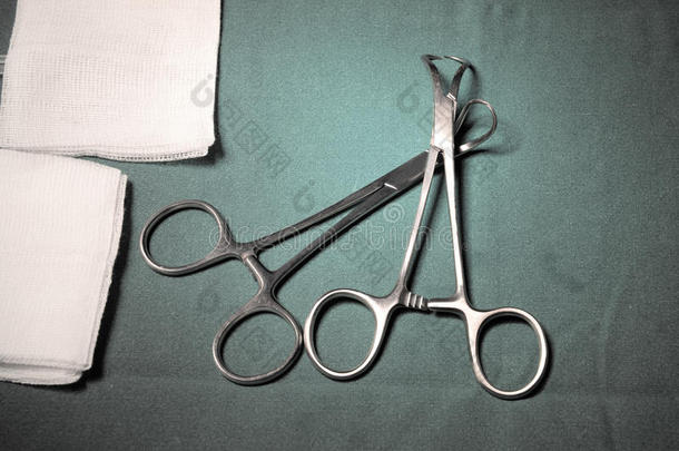 手术室手术工具的特写