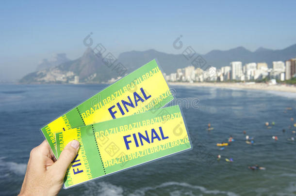 巴西最后门票在伊帕内马海滩里约热内卢