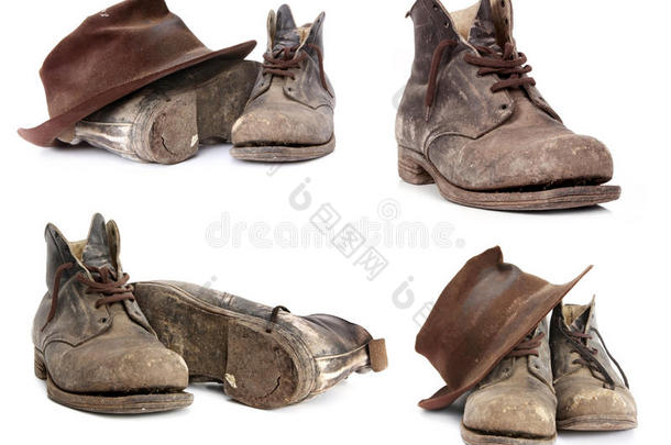 背景破碎的靴子棕色的收集