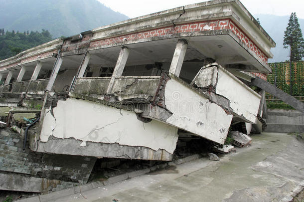 中国四川省地震损坏了学校