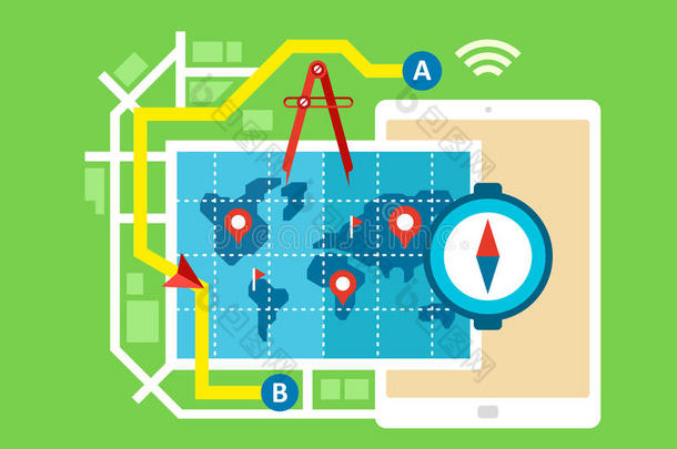 全球定位系统地图导航和路由