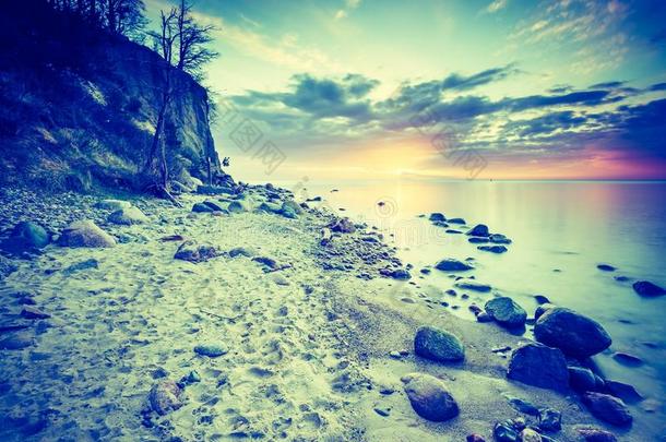 波罗的海海滩美丽的模糊的悬崖