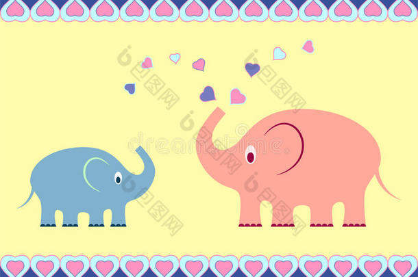 大象插图，大象卡片